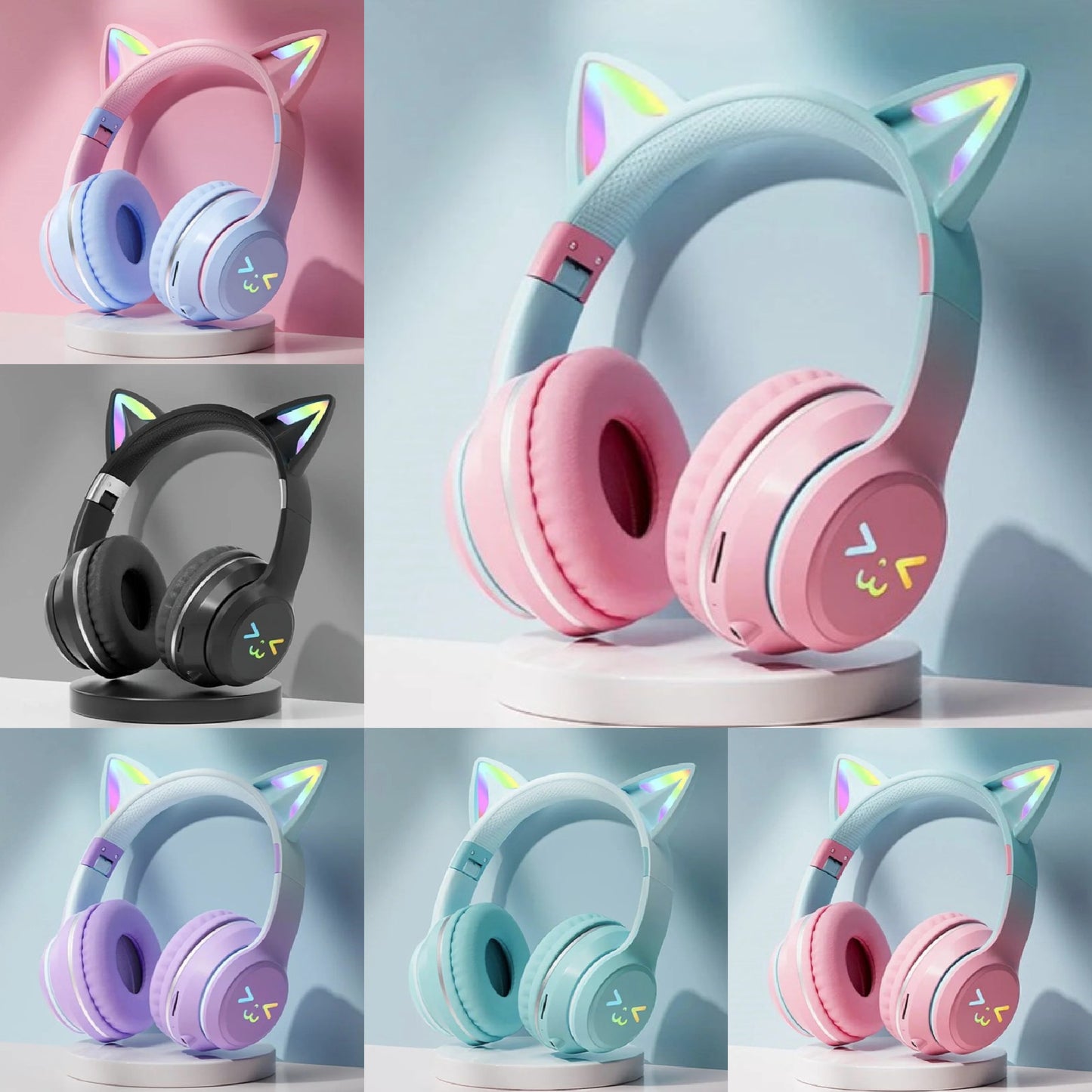 Cat Wireless RGB Light Up Headset with Microphone in Various Colours