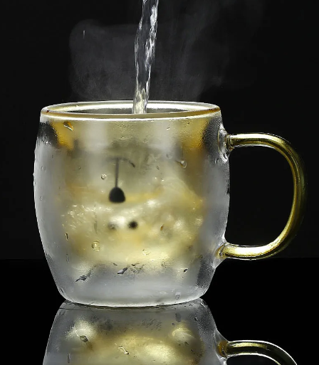Cute Colorful Bear Double Wall Heat Resistant Glass Coffee Cup