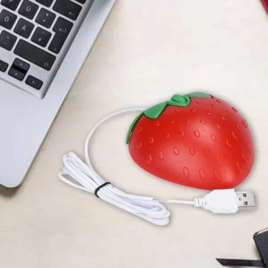 Cute Cartoon Red Strawberry Wired Mouse For Laptop Computer Gamer Girl