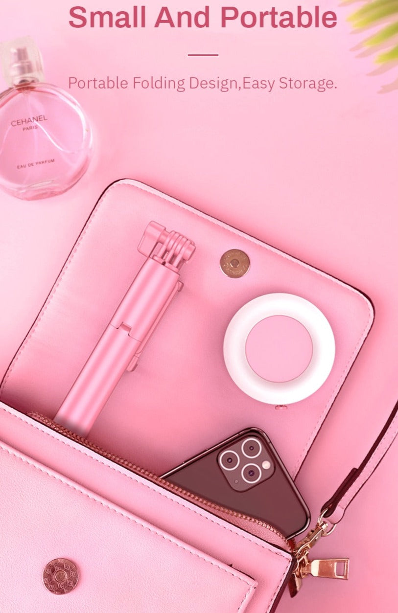 4in1 Wireless Bluetooth Compatible Selfie Stick LED Ring Light