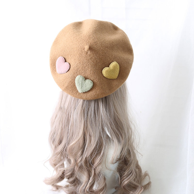 Heart Pattern Kawaii Cozy Cute Beret Hat