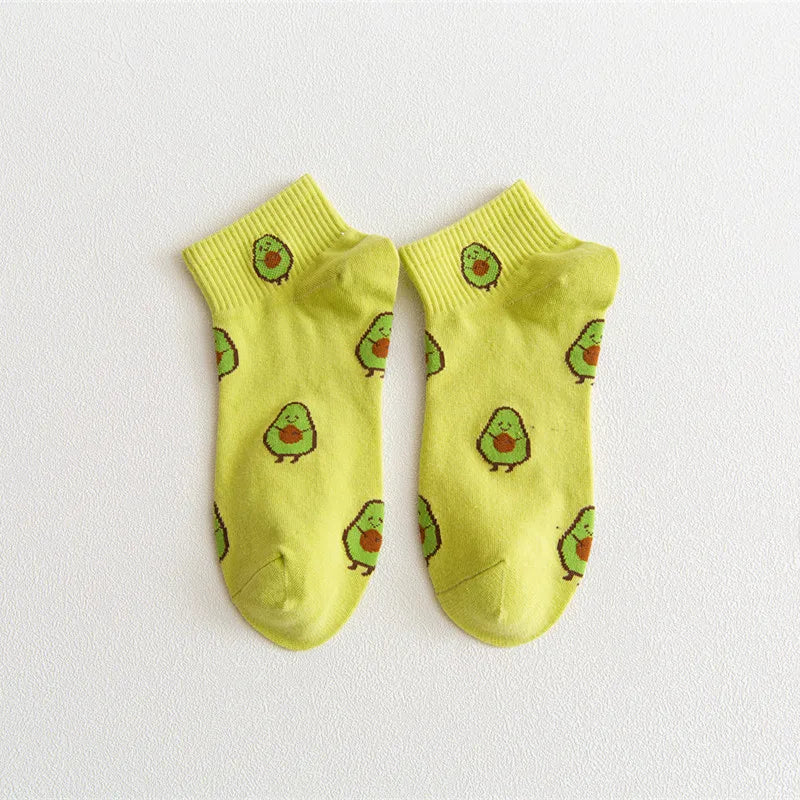 5 Pairs of Avocado Green Cute Kawaii Socks