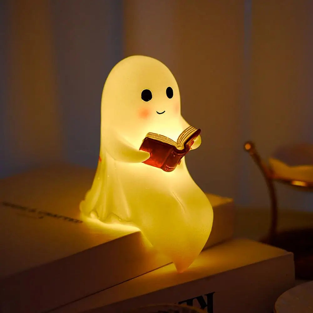 Cute Ghost Reading Lovers Autumn Cozy Halloween Light