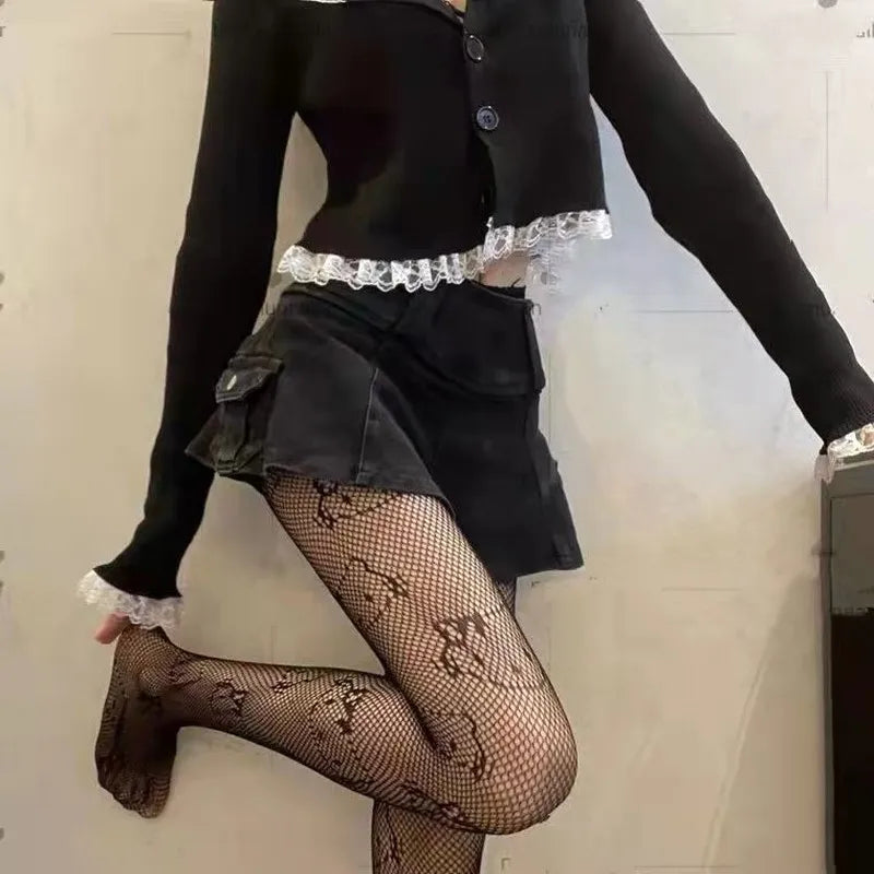 Cute Kawaii Goth Kitty Cat Fishnet Tights