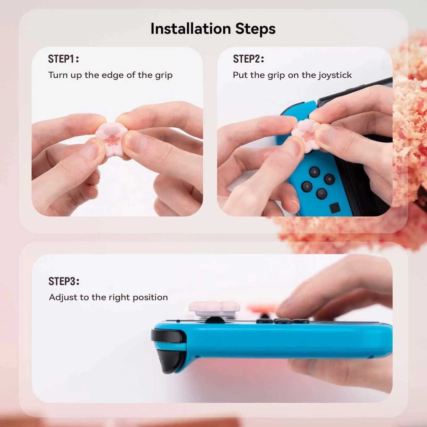 Cherry Blossom Thumb Grip Caps Joystick Cover for Nintendo Switch/Oled/Lite