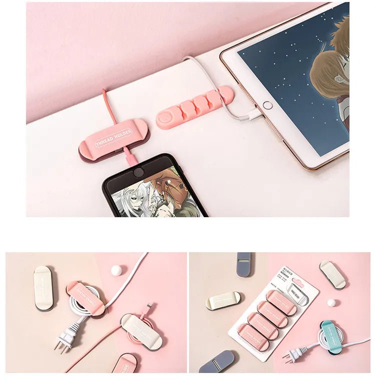 Pastel, Black or White Modern Cable Holder Organizer for Gaming Desktop