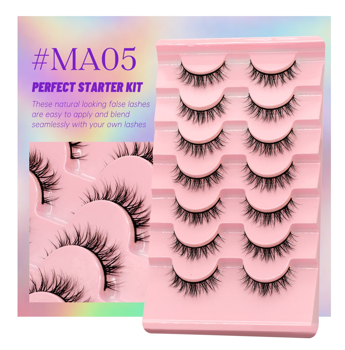 7 Pairs False Eyelashes - Natural Fluffy & Soft, Various Styles