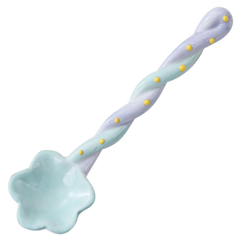 Ceramic Pastel Flower Soup Dessert Spoon Kawaii