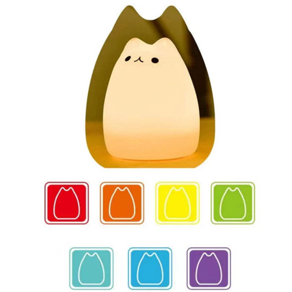 Cute Cat Kawaii Cozy LED Colour Changing Night Lamp Touch Sensor