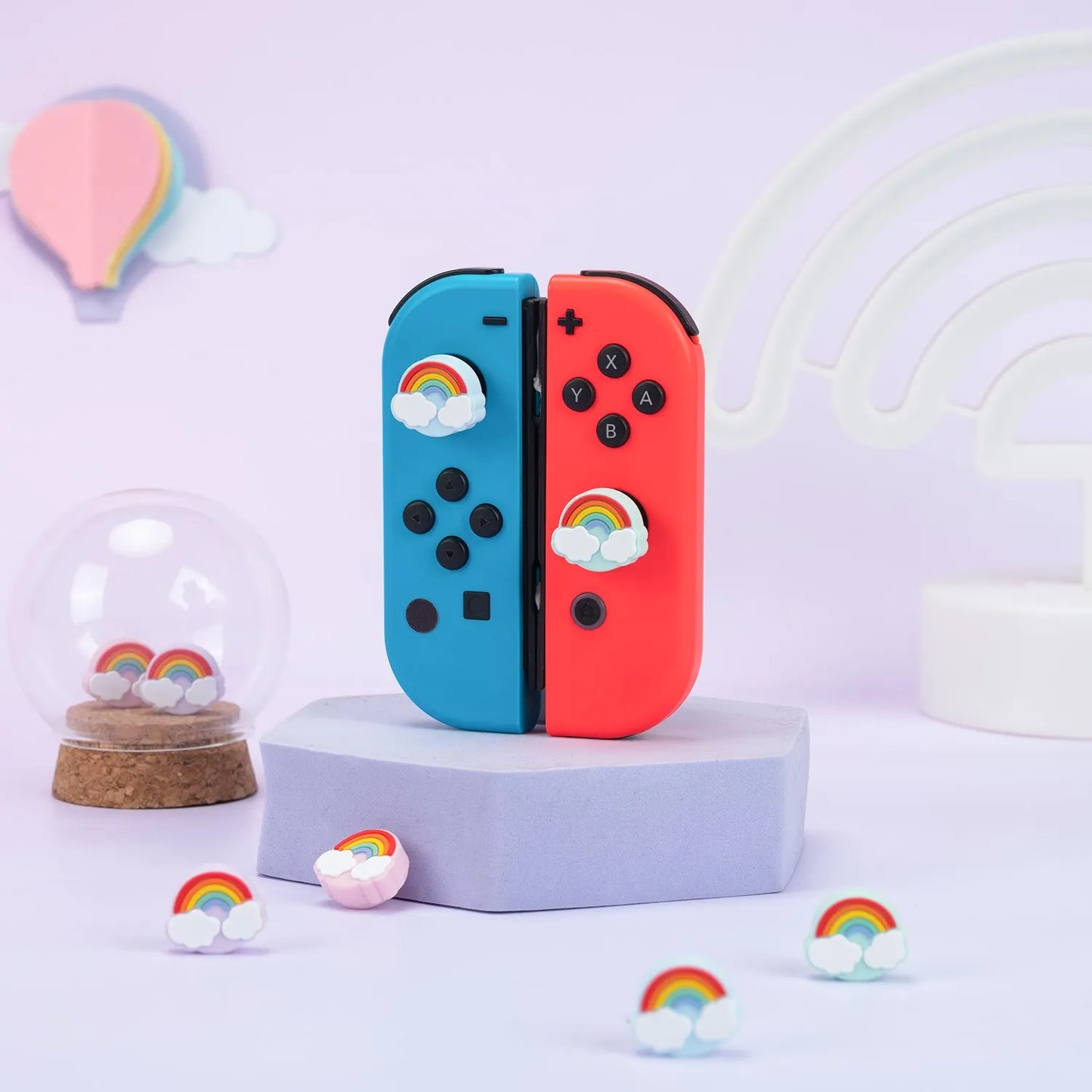 Rainbow Cloud Joycon Thumb Grip Caps for Nintendo Switch/OLED/Switch Lite 4PCS