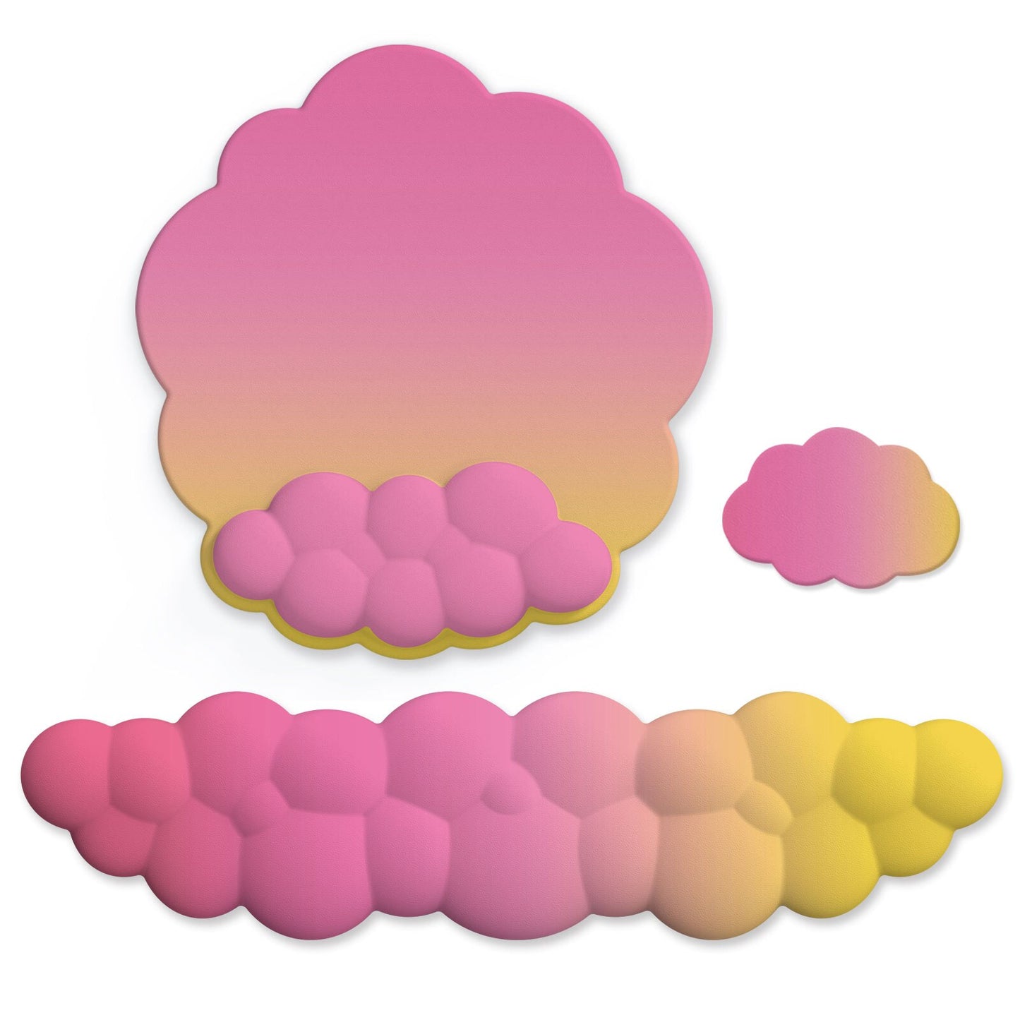 Pastel Ergonomic Cloud Ombre Keyboard Pad, Wrist Pad & Coaster Set