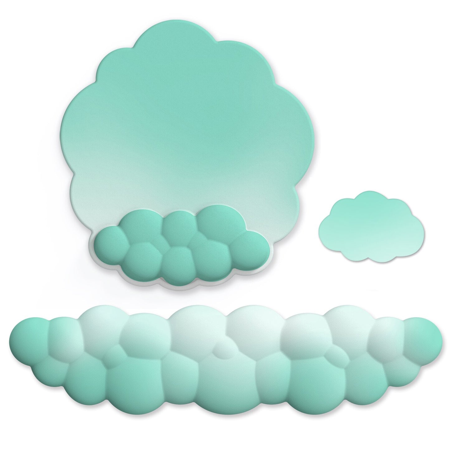 Pastel Ergonomic Cloud Ombre Keyboard Pad, Wrist Pad & Coaster Set