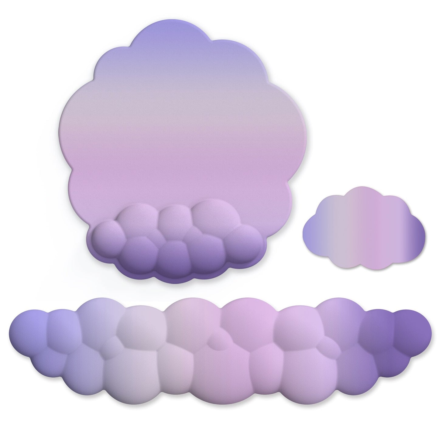 Pastel Ergonomic Cloud Ombre Keyboard Pad, Wrist Pad & Coaster Set