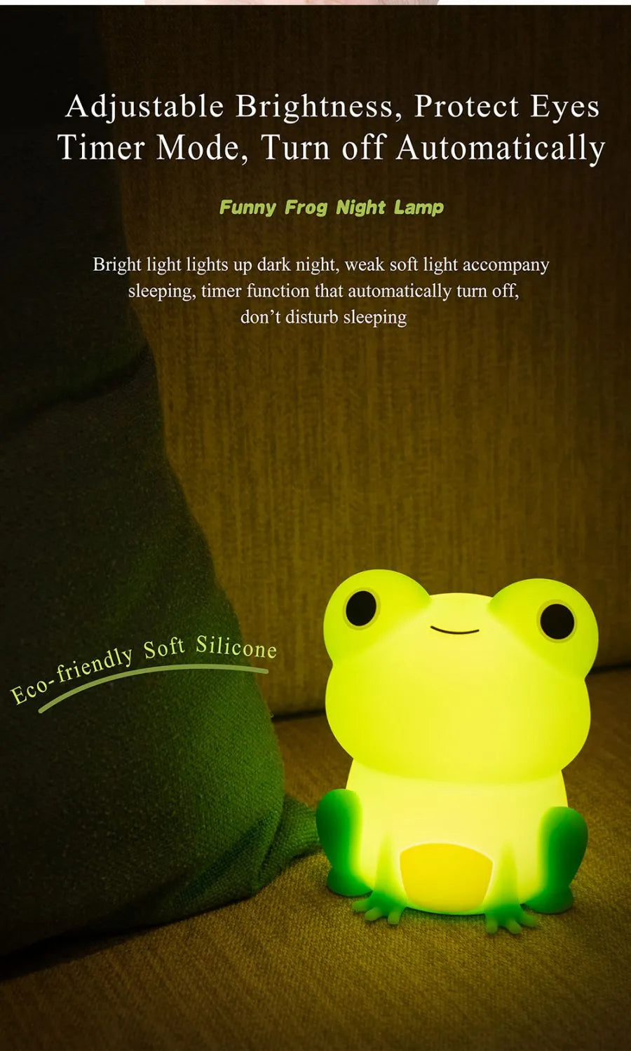 Cute Multi Color Frog Rechargeable Night Lamp