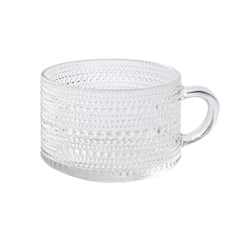 Embossed Trendy Glass Mug Coffee Cup