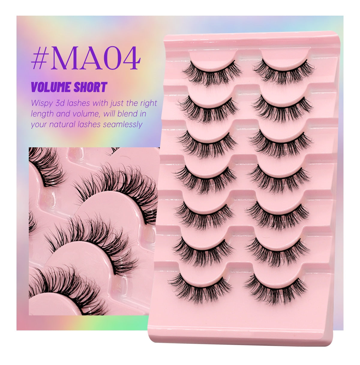 7 Pairs False Eyelashes - Natural Fluffy & Soft, Various Styles