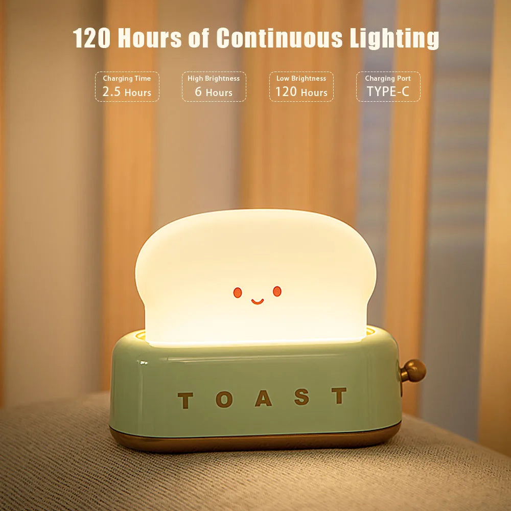 Adorable Toast Kawaii Cartoon LED Night Light Lamp