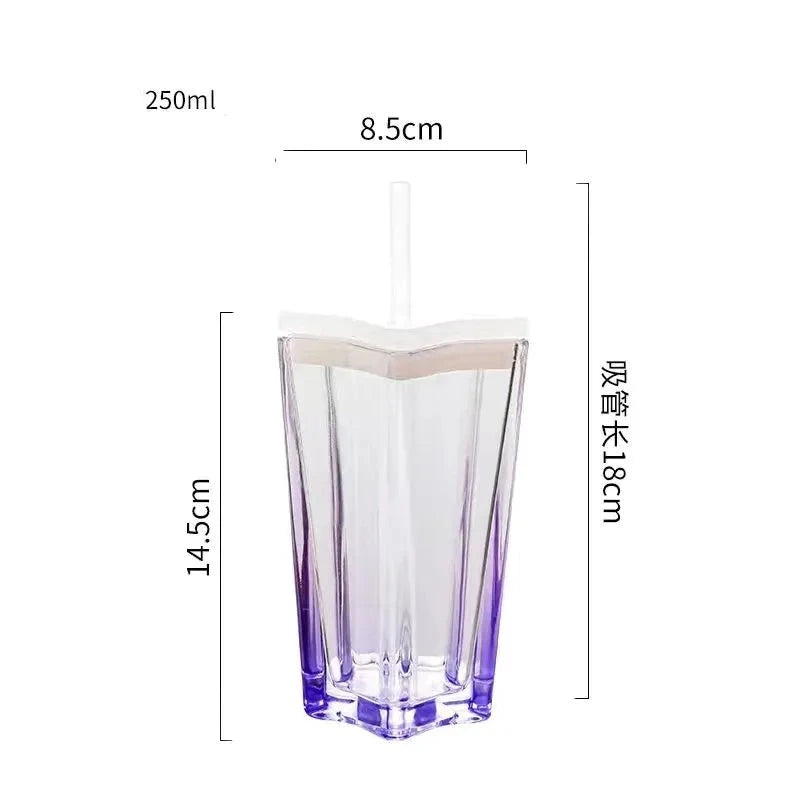 Star Shaped Drinking Glass with Straw