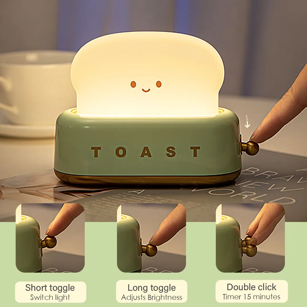 Adorable Toast Kawaii Cartoon LED Night Light Lamp