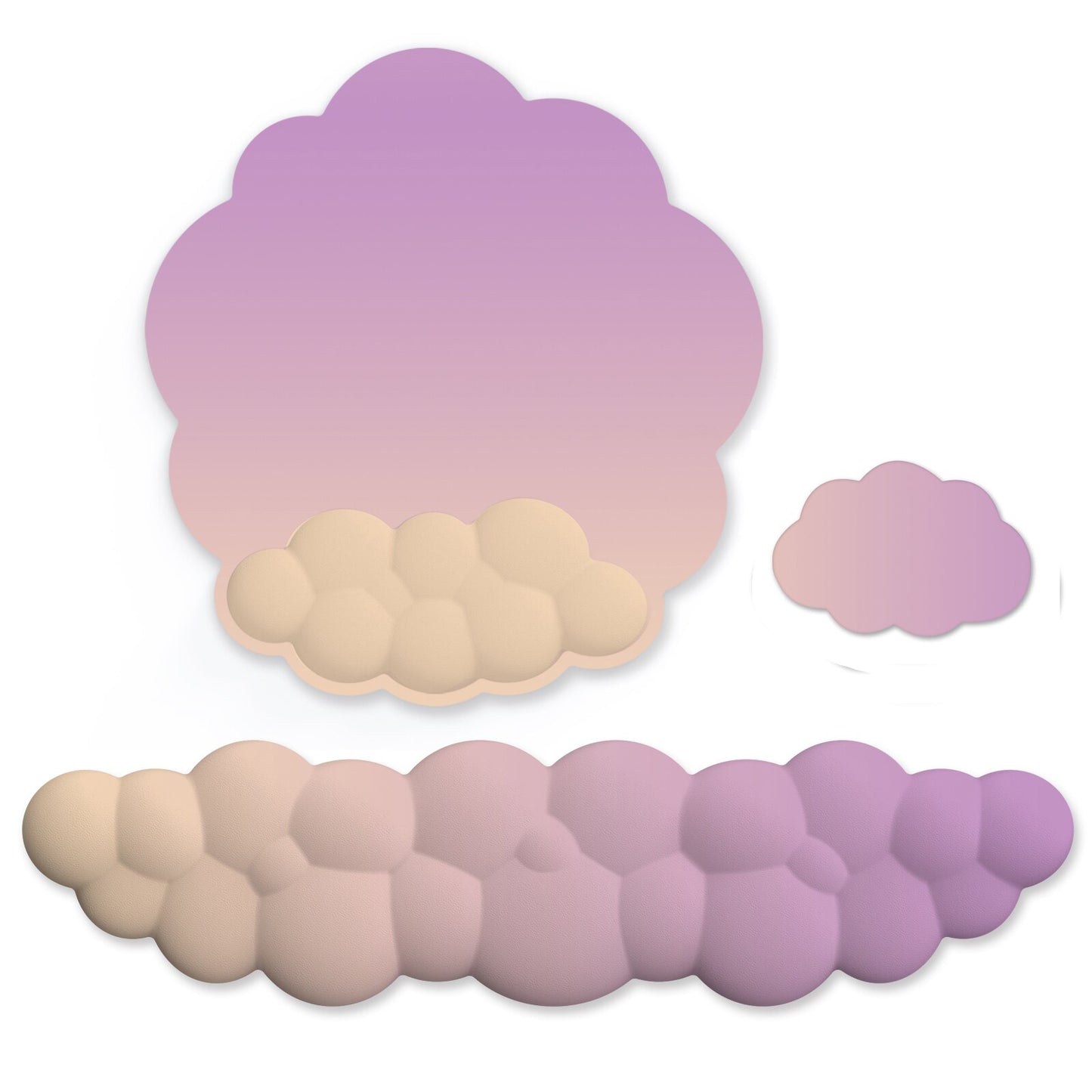 Pastel Ergonomic Cloud Ombre Keyboard Pad, Wrist Pad & Coaster Set