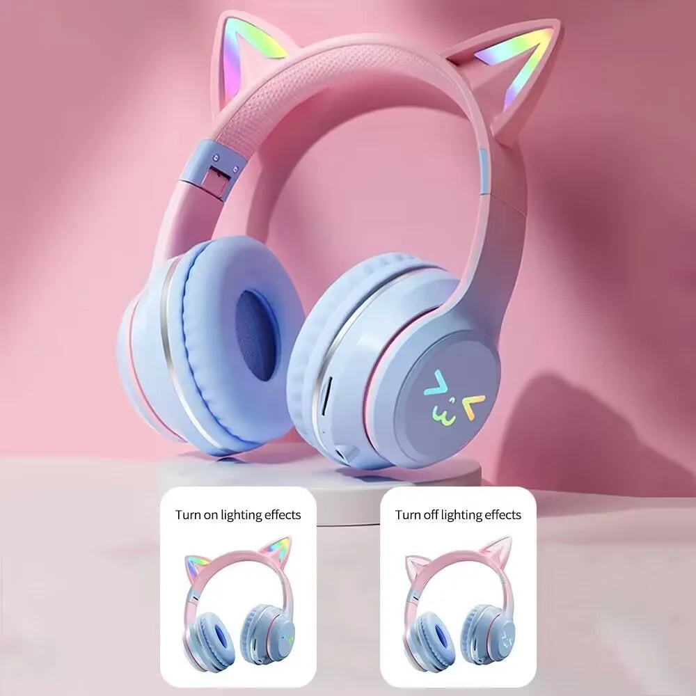 Cat Wireless RGB Light Up Headset with Microphone in Various Colours