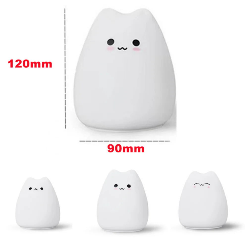 Cute Cat Kawaii Cozy LED Colour Changing Night Lamp Touch Sensor