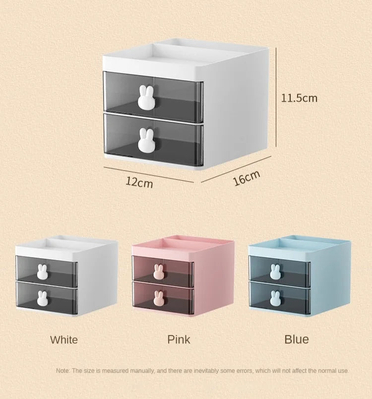 Cute Rabbit Kawaii Desktop Storage Drawer Organizer For Gaming, Makeup or Work Desk