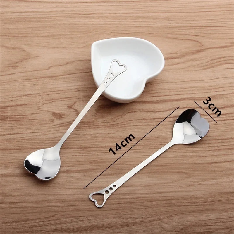 Stainless Steel Heart-shaped Kawaii Cute Coffee Sugar Spoons