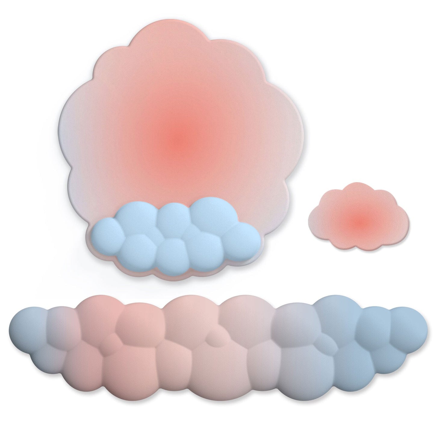 Pastel Ergonomic Cloud Ombre Keyboard Pad, Wrist Pad & Coaster Set