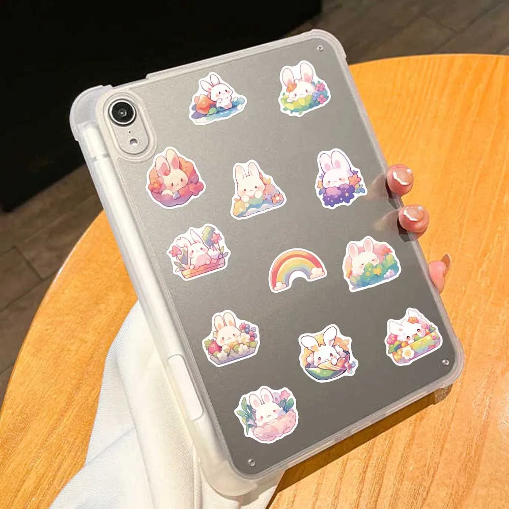 50pcs Cute Cartoon Rainbow Rabbit Stickers