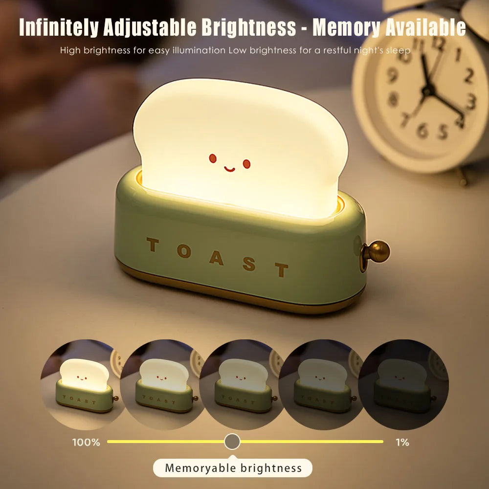Adorable Toast Kawaii Cartoon LED Night Light Lamp
