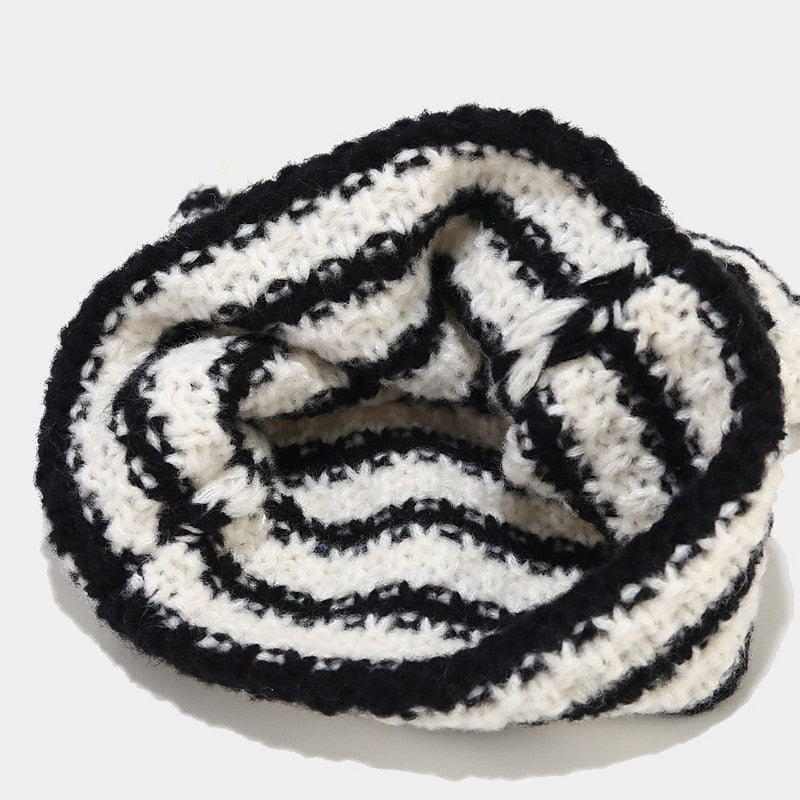 Streetwear Harajuku Beanie Little Devil Striped Cozy Knitted Hat