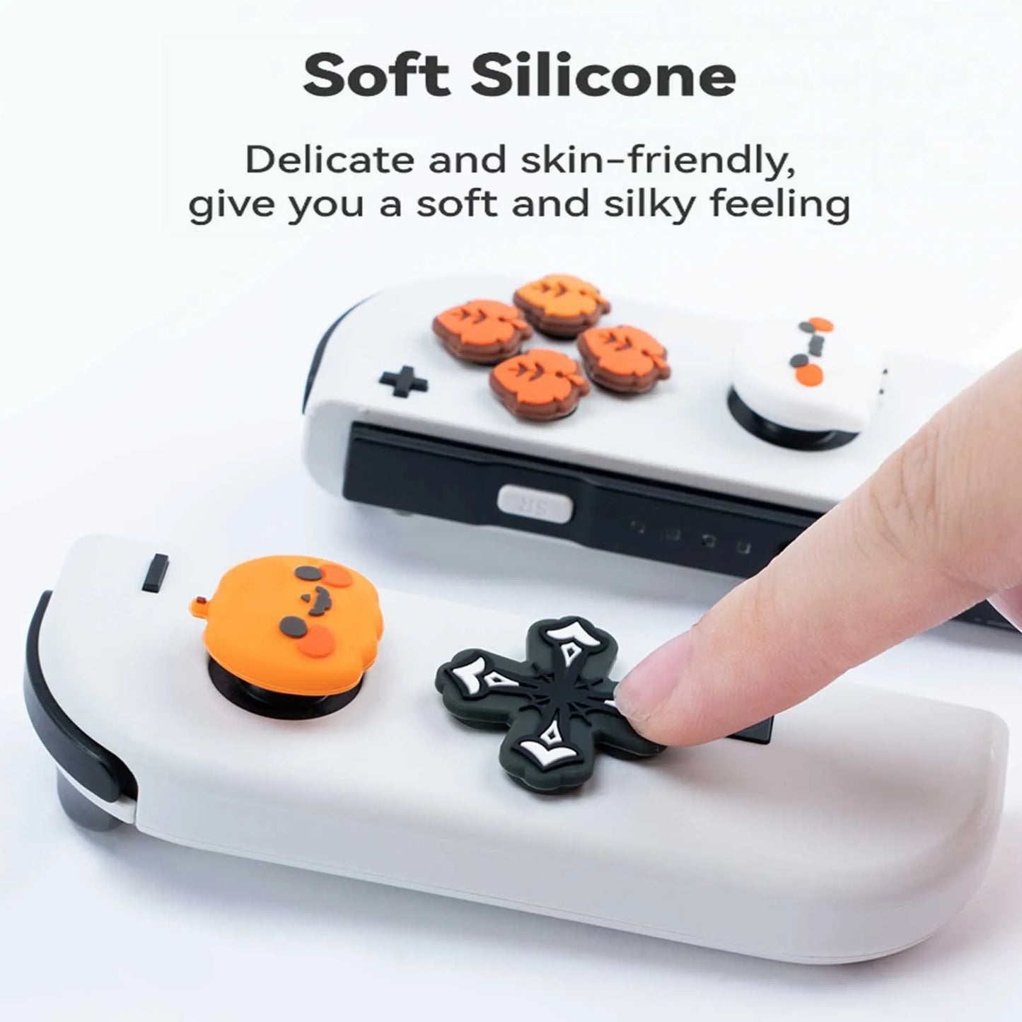 Cute & Spooky Halloween D-Pad ABXY Button Caps Luminous Thumb Grips for Nintendo Switch/Switch