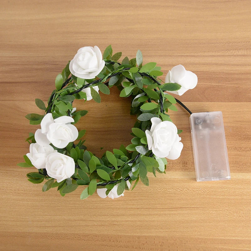 Rose flower string lights available in lengths of 1.5 to 3 meters with 10 or 20 LEDs in white