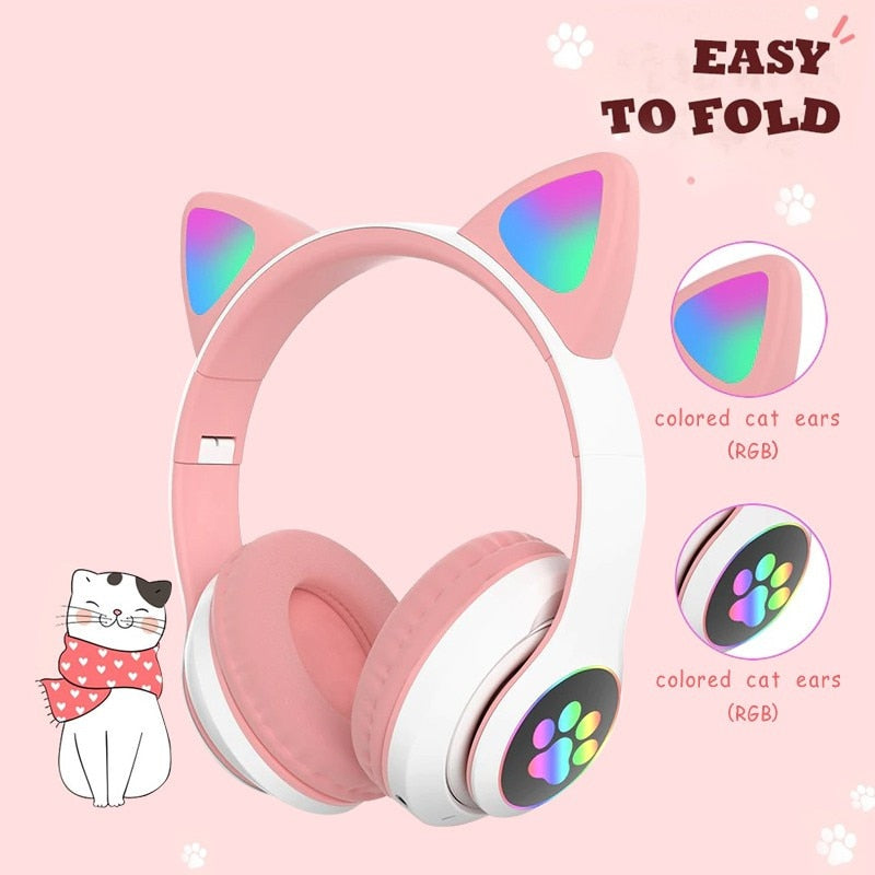 Kitty Wireless Bluetooth Gaming Music Headset Headphones Multiple Colors