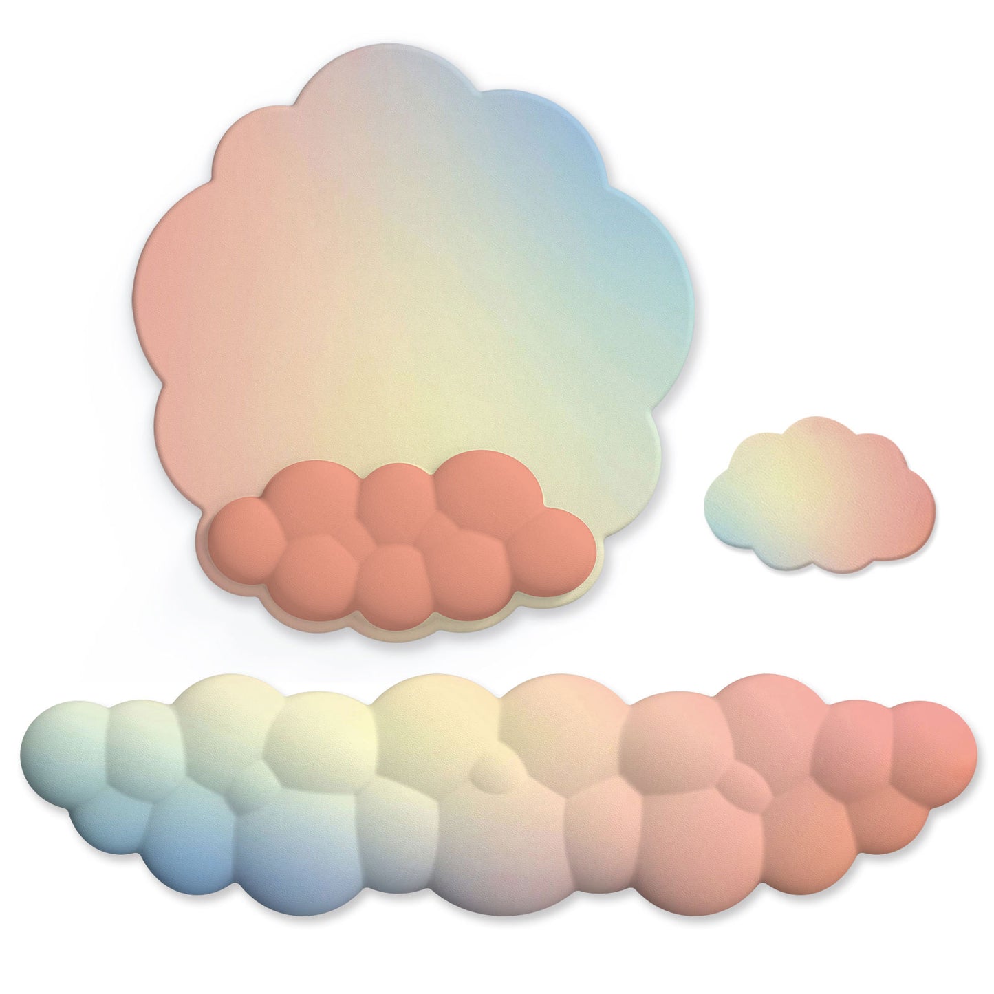 Pastel Ergonomic Cloud Ombre Keyboard Pad, Wrist Pad & Coaster Set