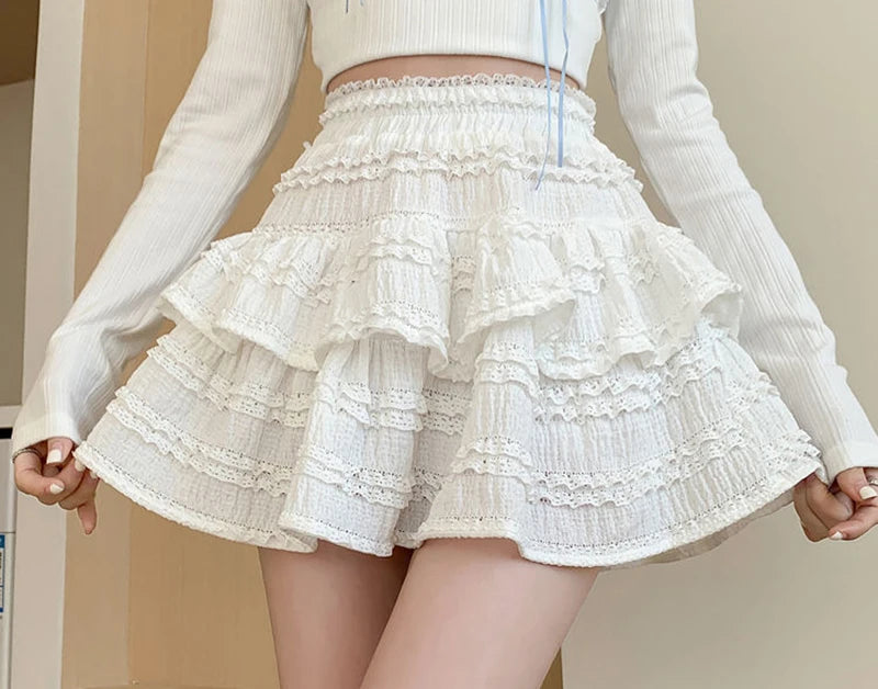 Sweet Cute Lace Layered Mini Skirt