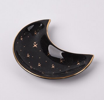 Ceramic Moon Shape Jewelry Dish Trinket Tray