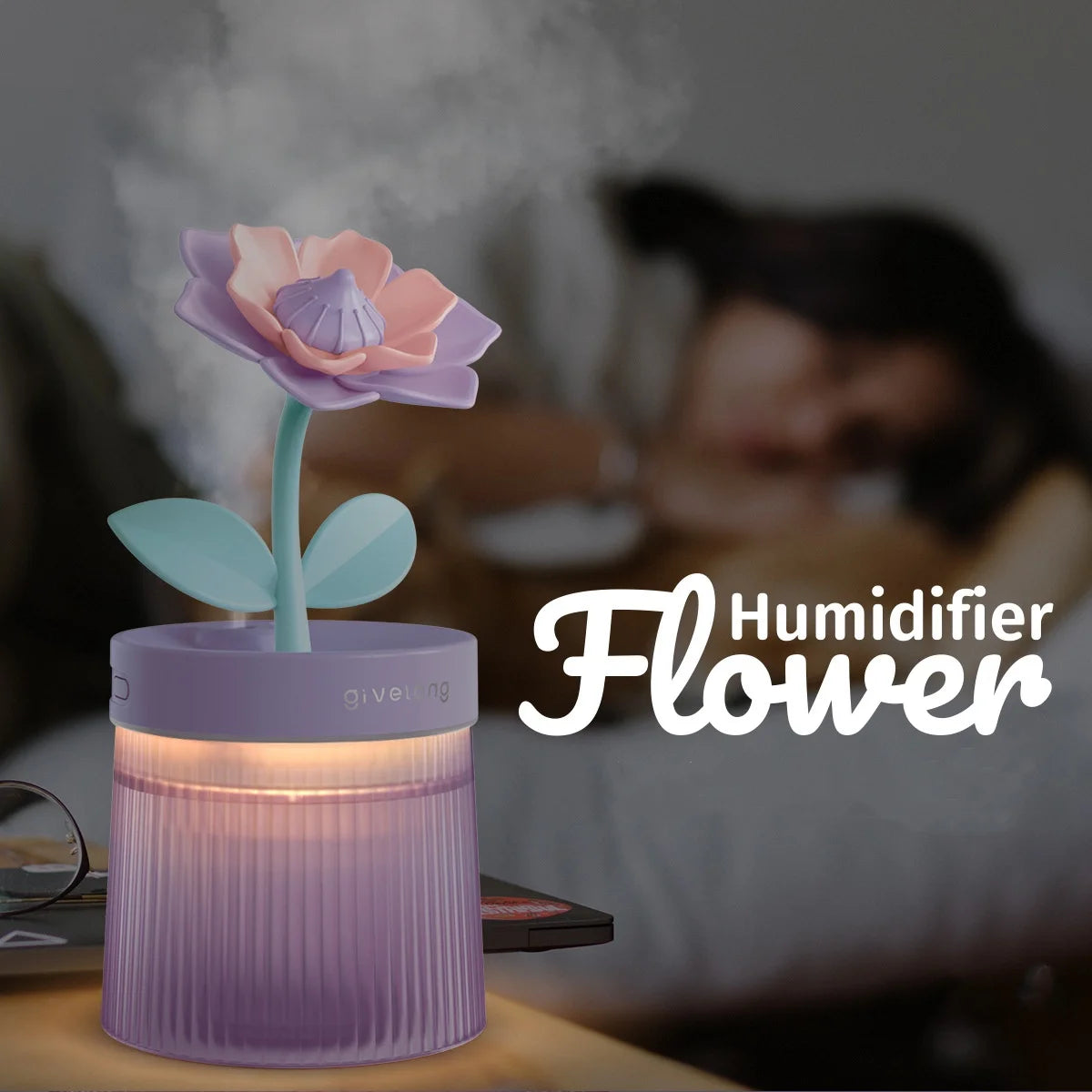 Flower Light Up Humidifier/ Diffuser - USB Ultrasonic