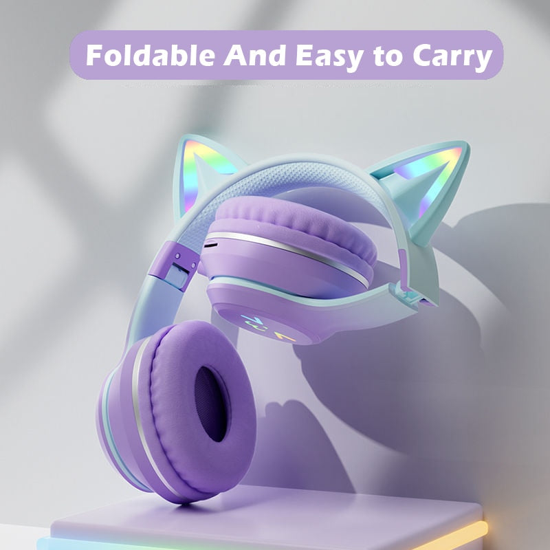 Purple Cat Wireless Headset with Microphone