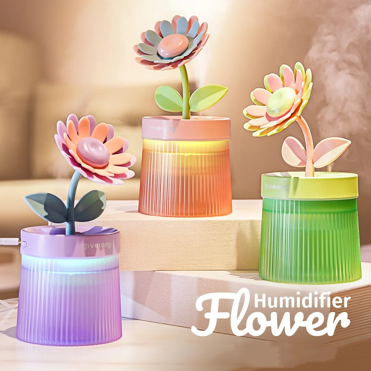 Flower Light Up Humidifier/ Diffuser - USB Ultrasonic