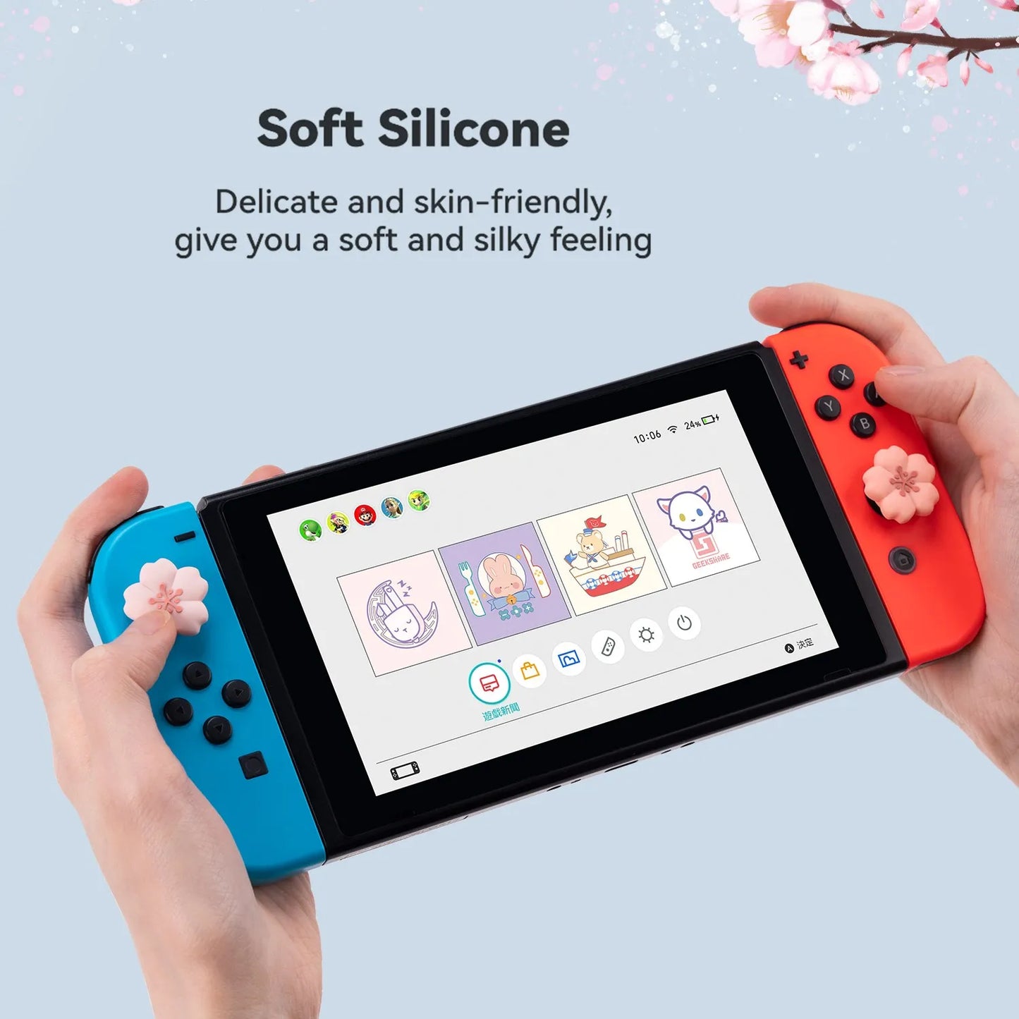 Cherry Blossom Thumb Grip Caps Joystick Cover for Nintendo Switch/Oled/Lite
