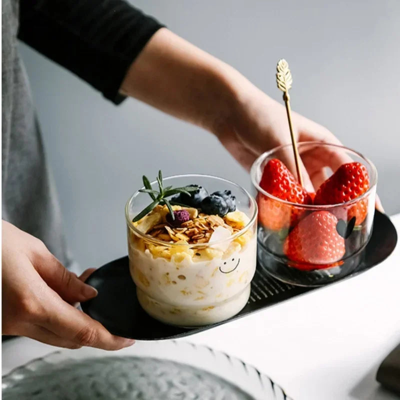 300ml Black Heart Smiley Face Glass Coffee Cup Heat Resistant Mug