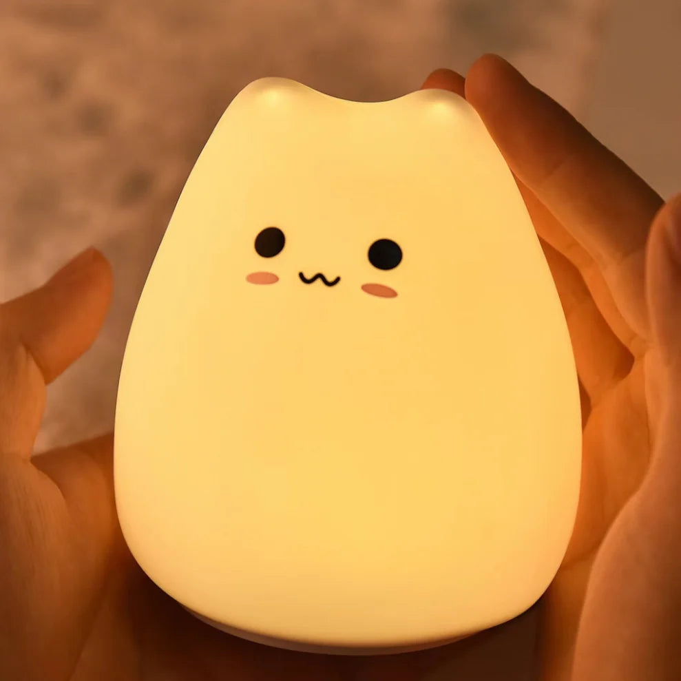 Cute Cat Kawaii Cozy LED Colour Changing Night Lamp Touch Sensor