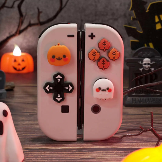 Cute & Spooky Halloween D-Pad ABXY Button Caps Luminous Thumb Grips for Nintendo Switch/Switch