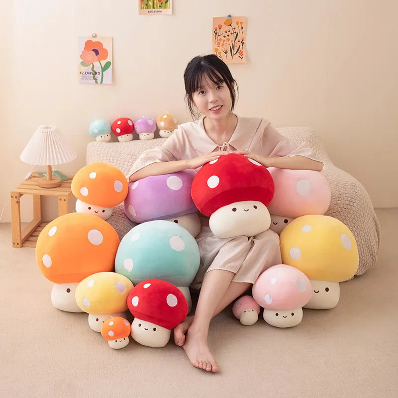 Colorful Cozy Pastel Mushroom Plushie Toy