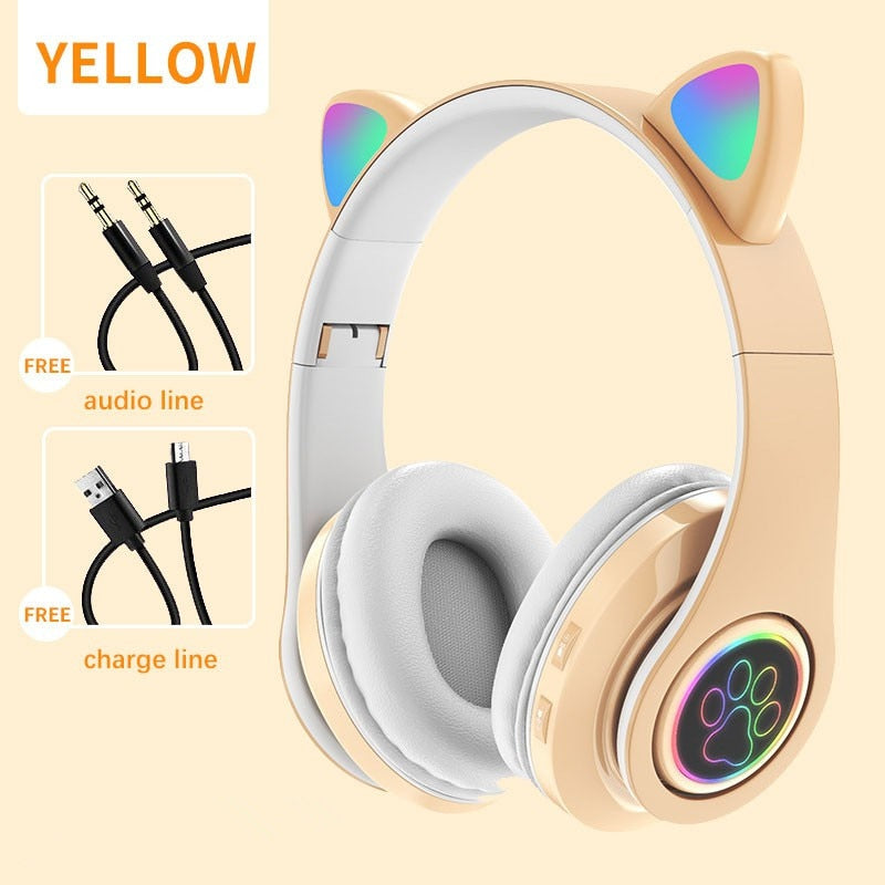 Kitty Wireless Bluetooth Gaming Music Headset Headphones Multiple Colors