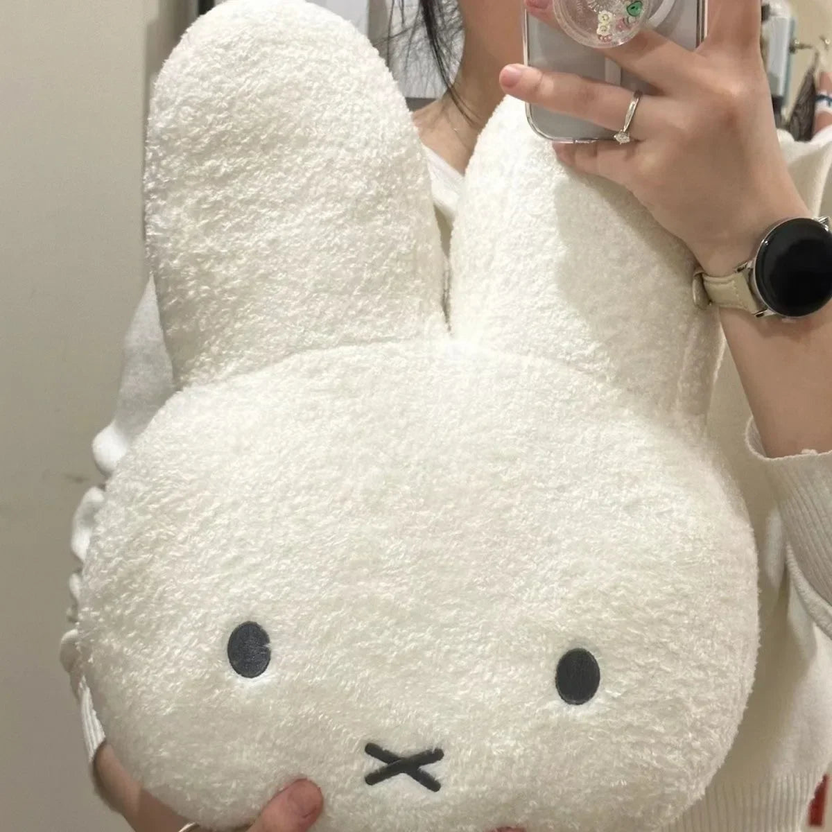 Cozy Kawaii Plush Cute White Rabbit Pillow