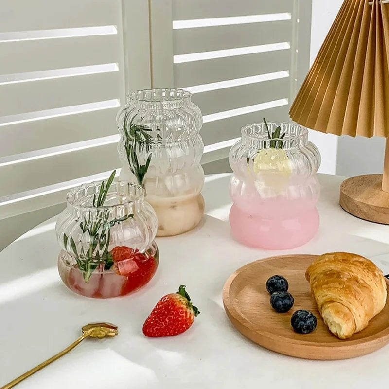 Glass Heat-resistant Trendy Tumbler Drinkware Iced Coffee Mug - 4 Sizes