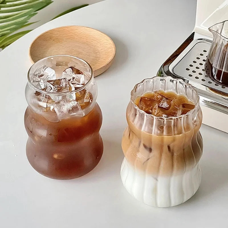Glass Heat-resistant Trendy Tumbler Drinkware Iced Coffee Mug - 4 Sizes